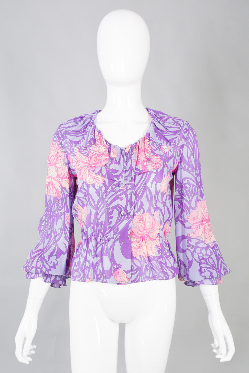 Pucci Silk Chiffon Floral Blouse & Skirt Set