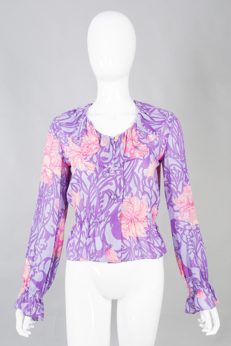 Pucci Silk Chiffon Floral Blouse & Skirt Set