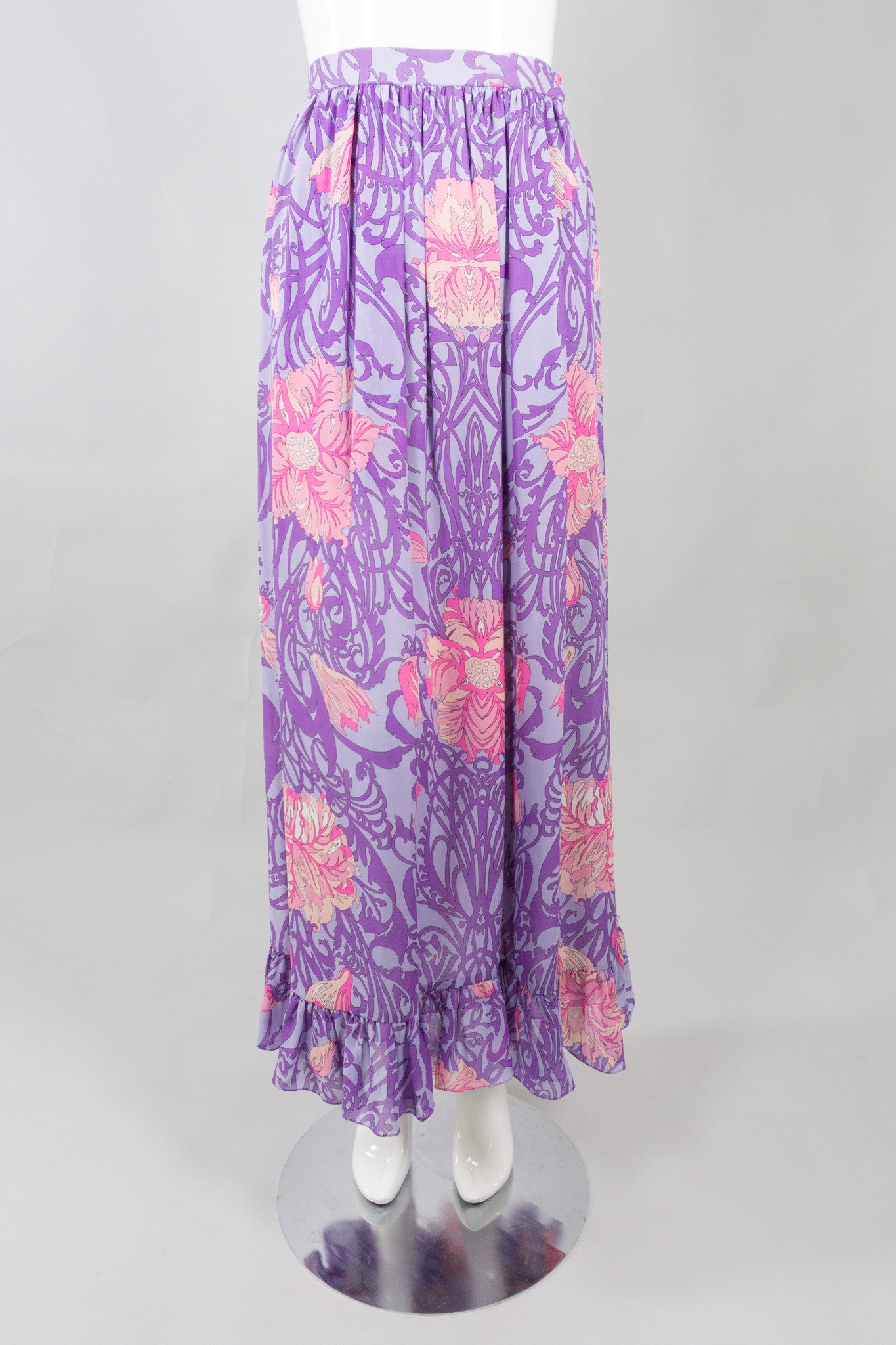 Pucci Silk Chiffon Floral Blouse & Skirt Set