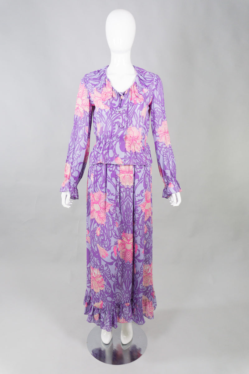 Pucci Silk Chiffon Floral Blouse & Skirt Set