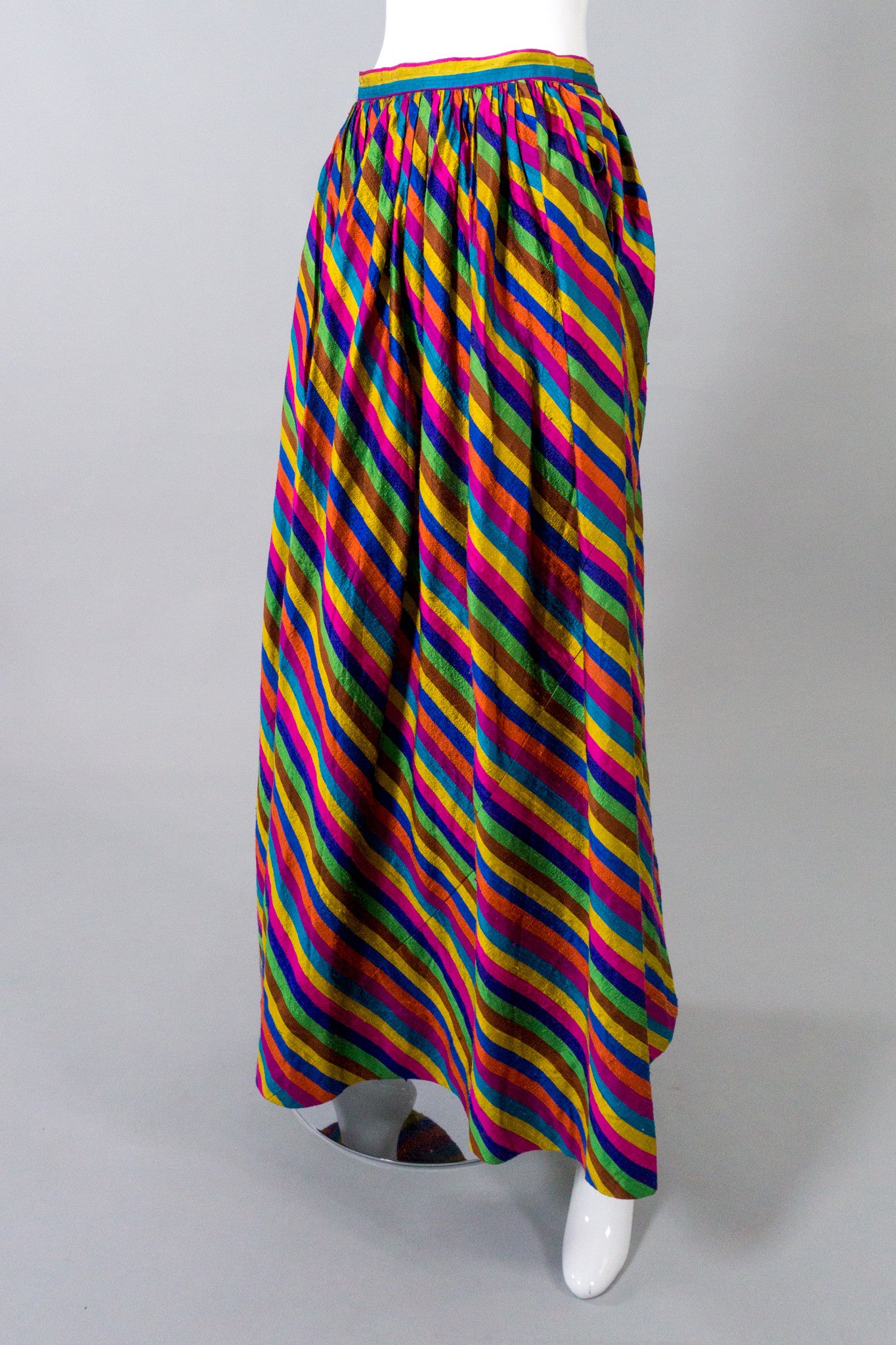 Anthony Muto Rainbow Striped Silk Skirt