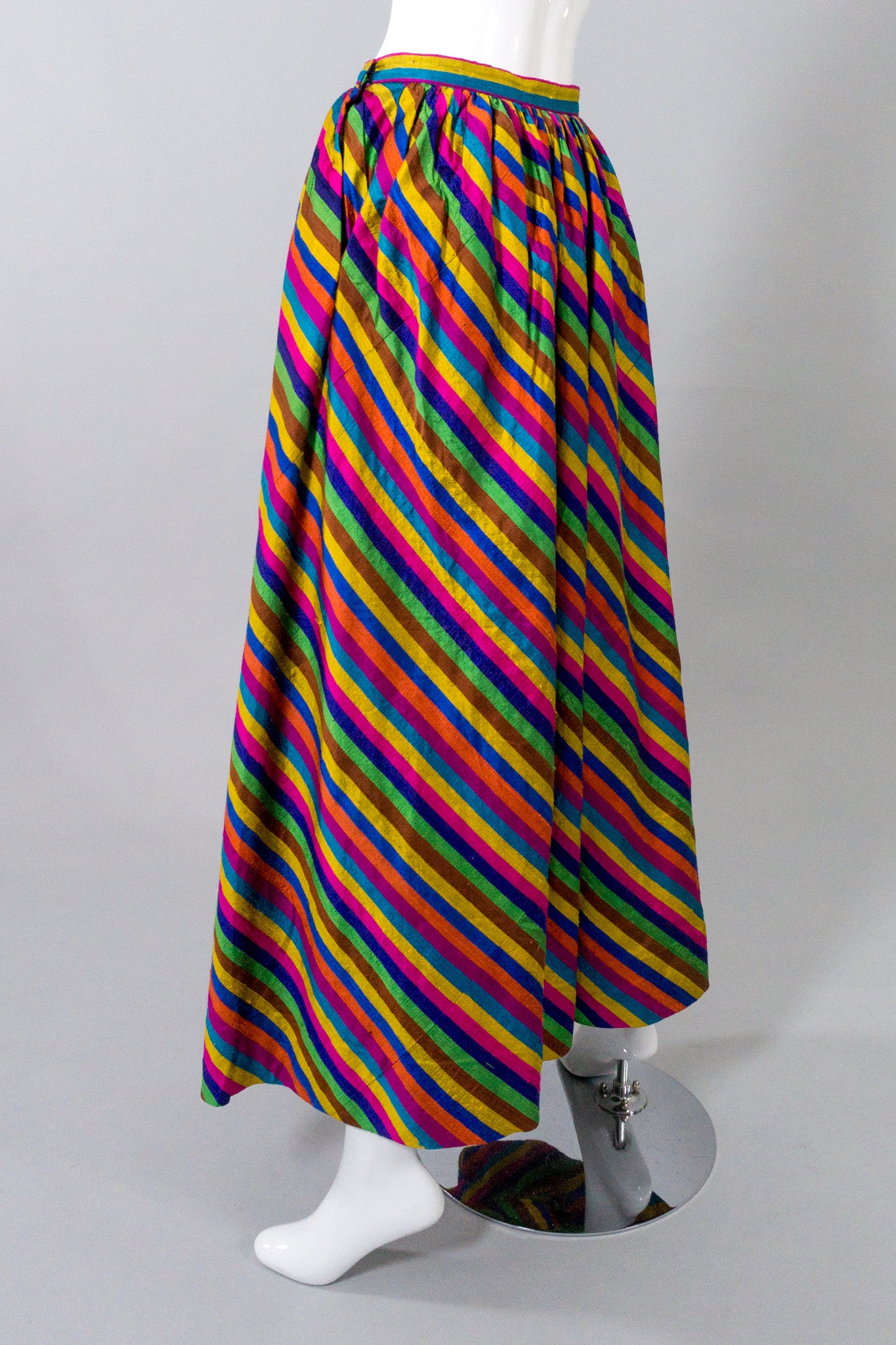 Anthony Muto Rainbow Striped Silk Skirt