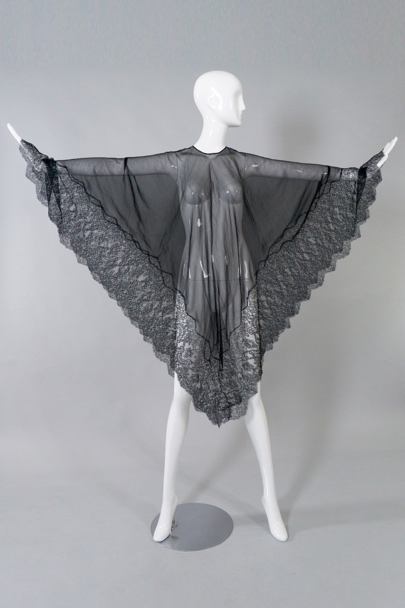 Vintage Lace Silk Chiffon Poncho