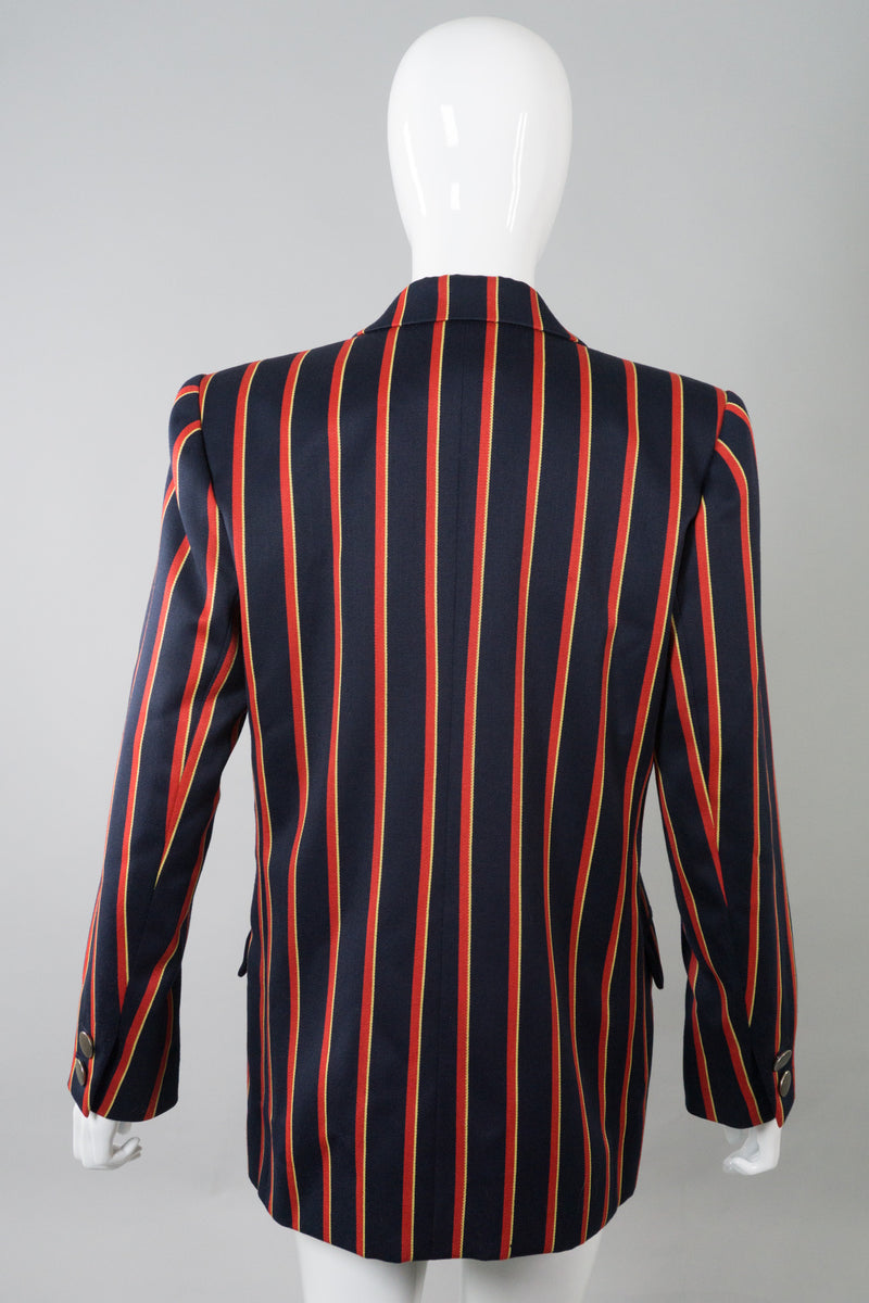 Yves Saint Laurent Double Breasted Striped Captain Blazer