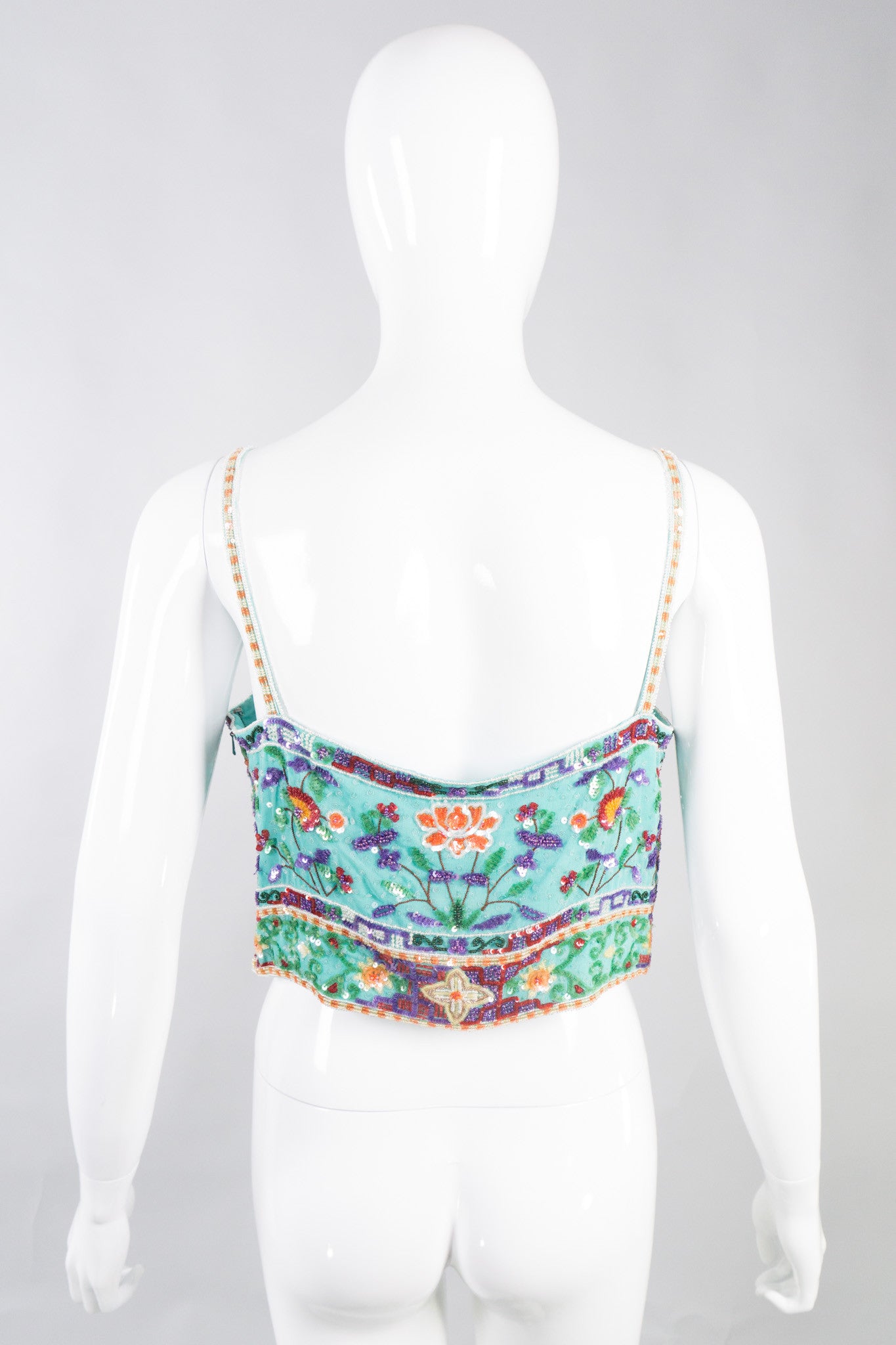 Escada Beaded Sequin Boxy Crop Top