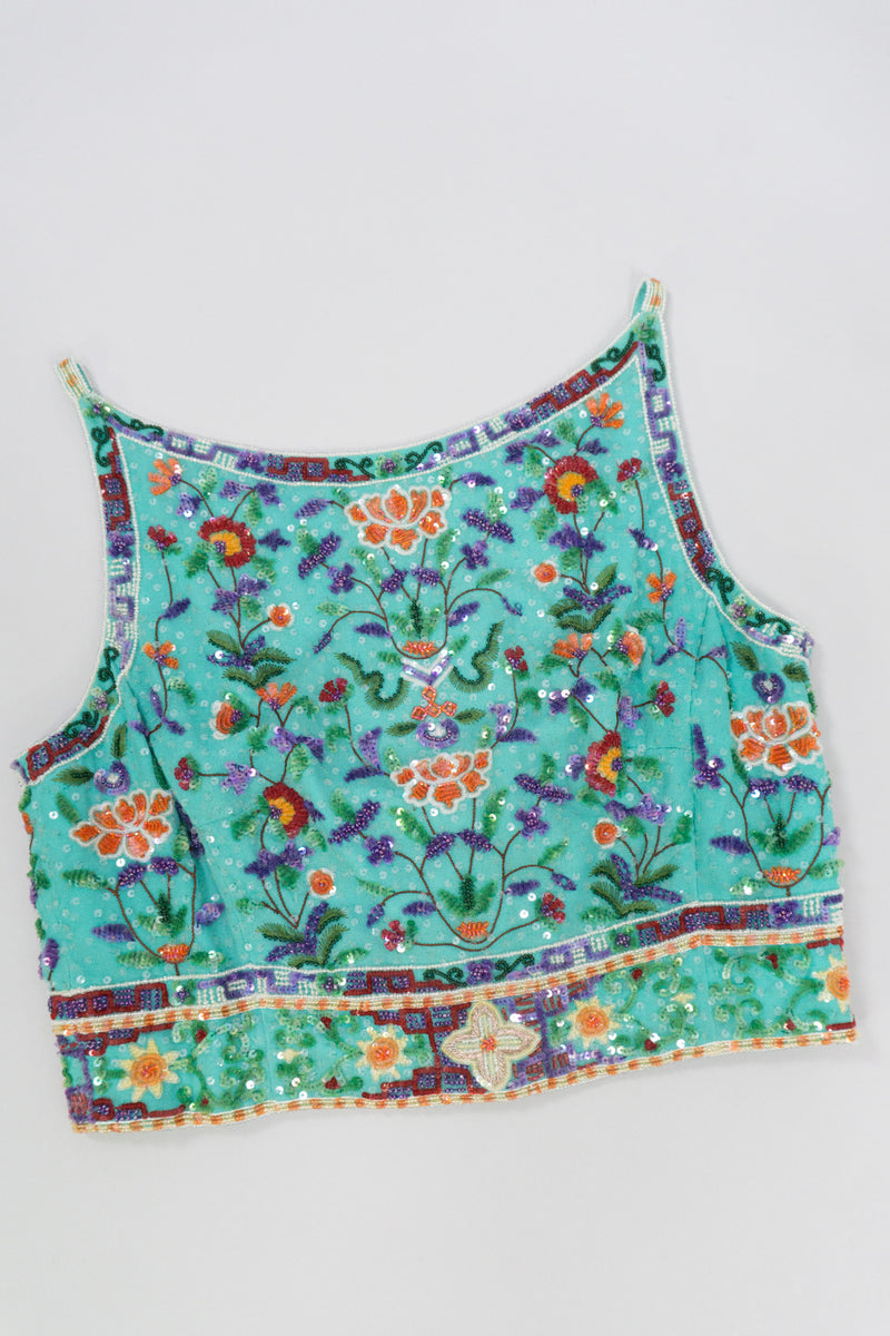 Escada Beaded Sequin Boxy Crop Top