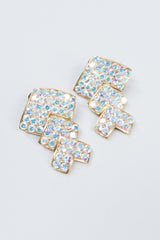 Vintage Iridescent Crystal Chevron Earrings