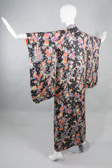 Vintage Japanese Rainbow Floral Burst Silk Kimono