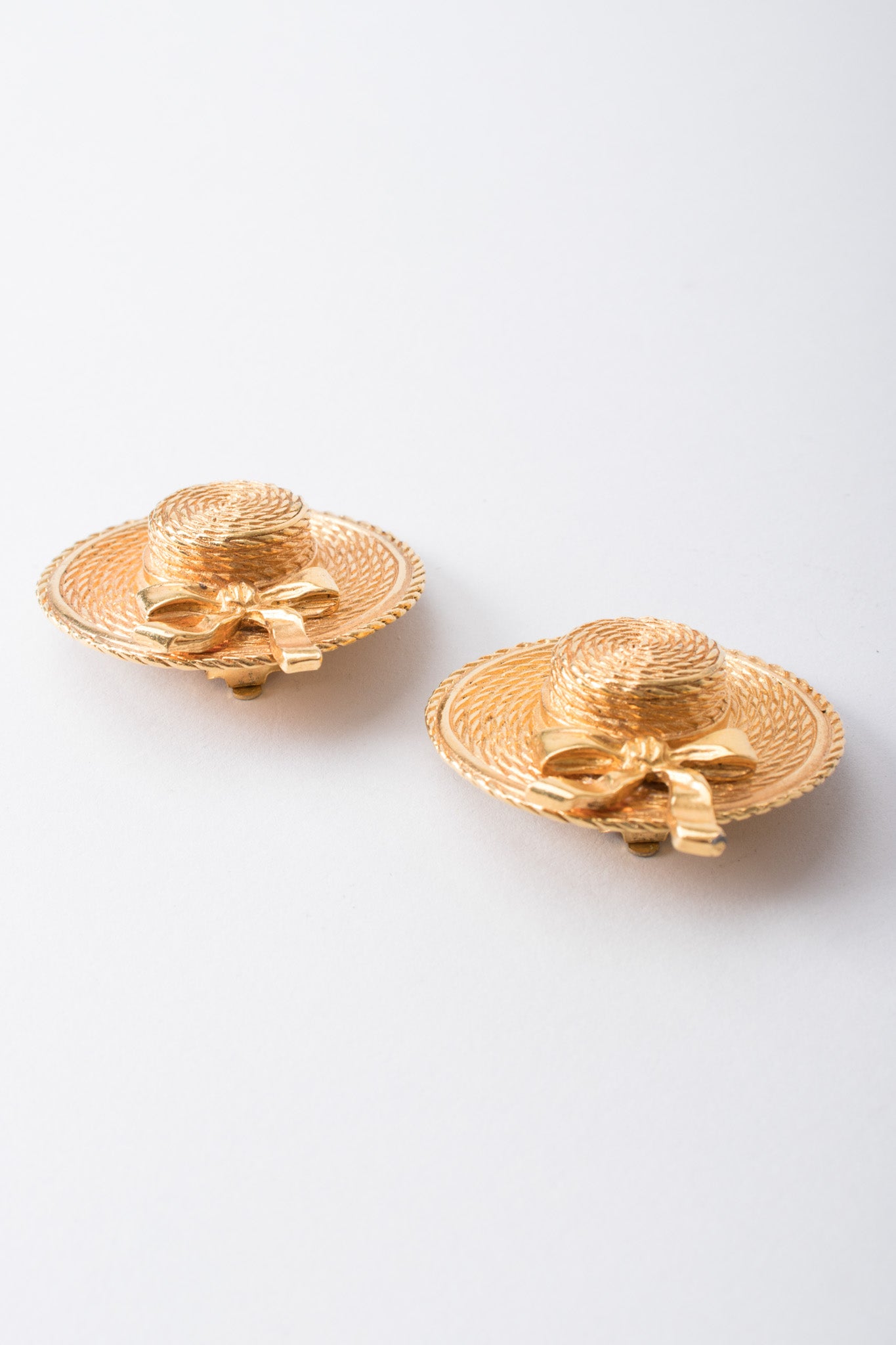 Chanel Signature Gold Boater Hat Earrings