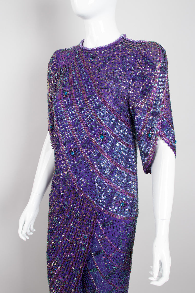 Zandra Rhodes Rare Collectable Beaded Draped Petal Cocktail Dress