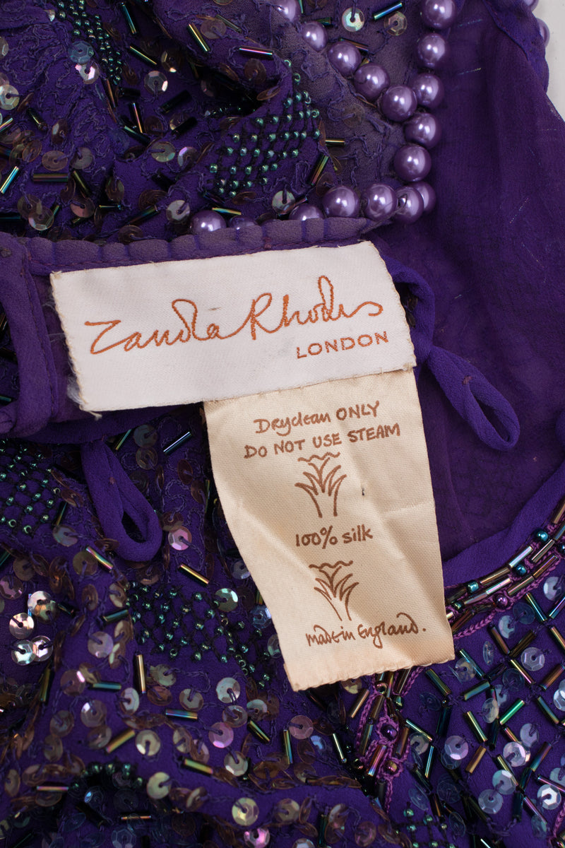 Zandra Rhodes Rare Collectable Beaded Draped Petal Cocktail Dress