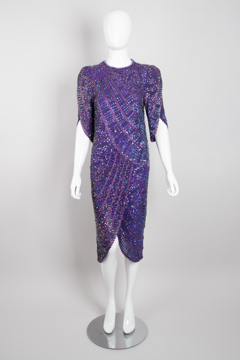 Zandra Rhodes Rare Collectable Beaded Draped Petal Cocktail Dress