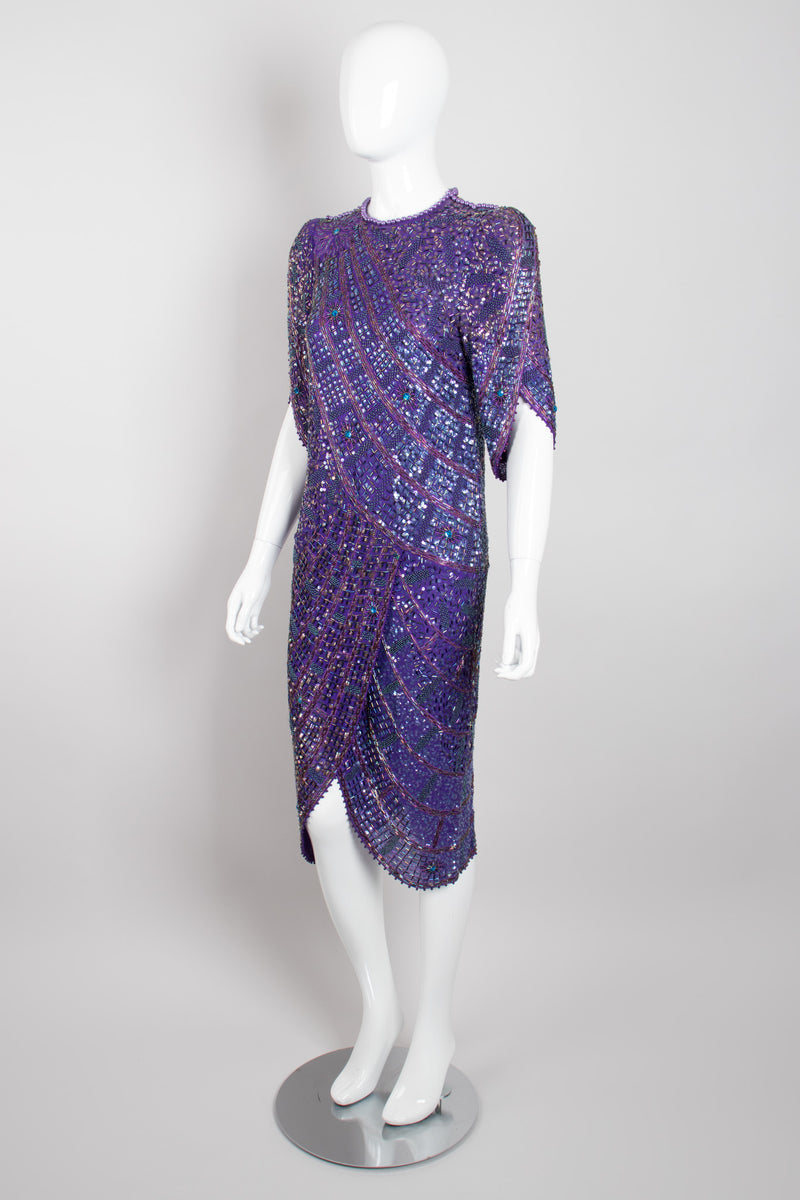 Zandra Rhodes Rare Collectable Beaded Draped Petal Cocktail Dress