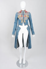 Alexander McQueen Embellished Denim Cutaway Coat