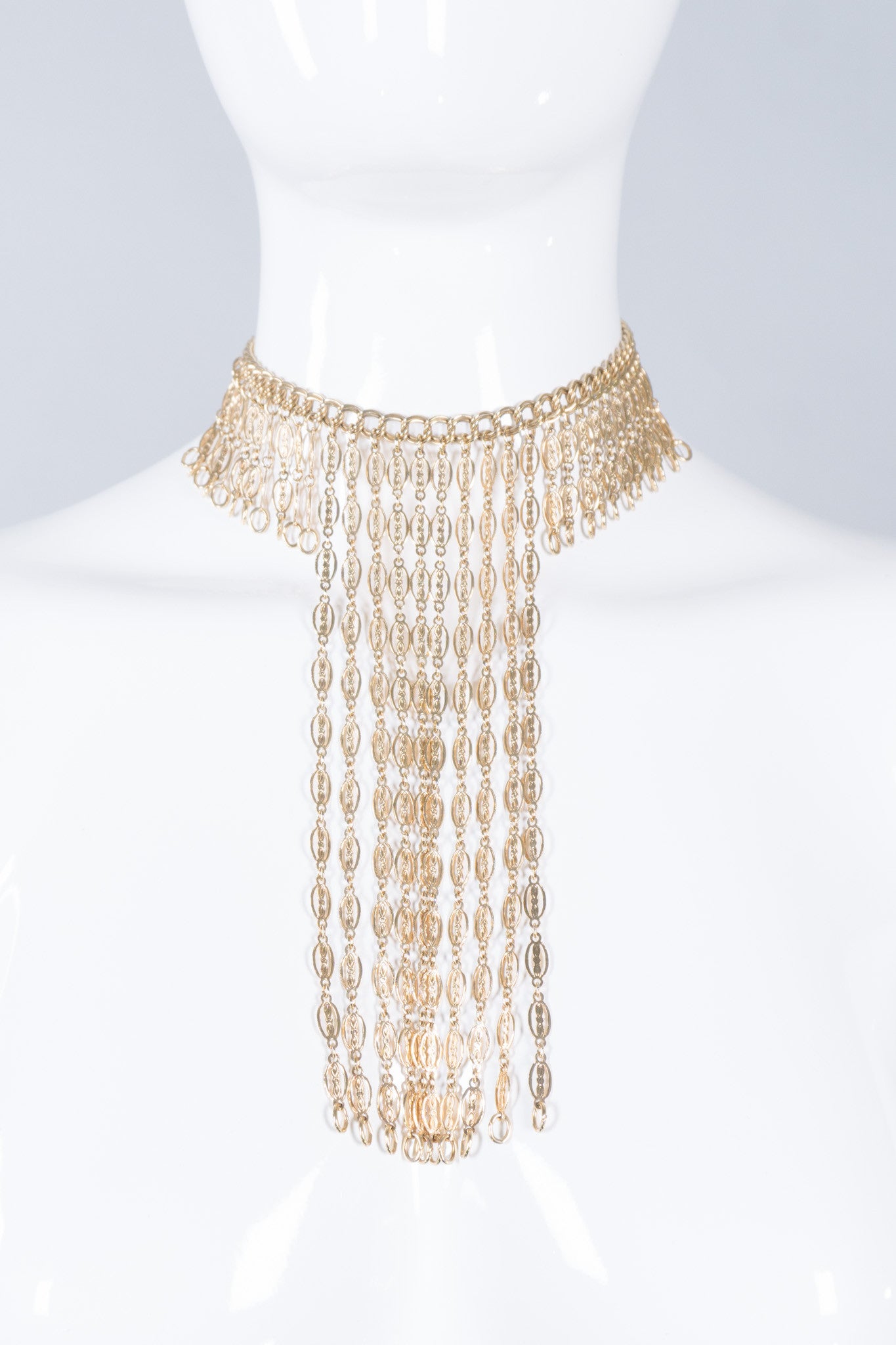 Filigree Chain Fringe Bib-Style Choker Necklace