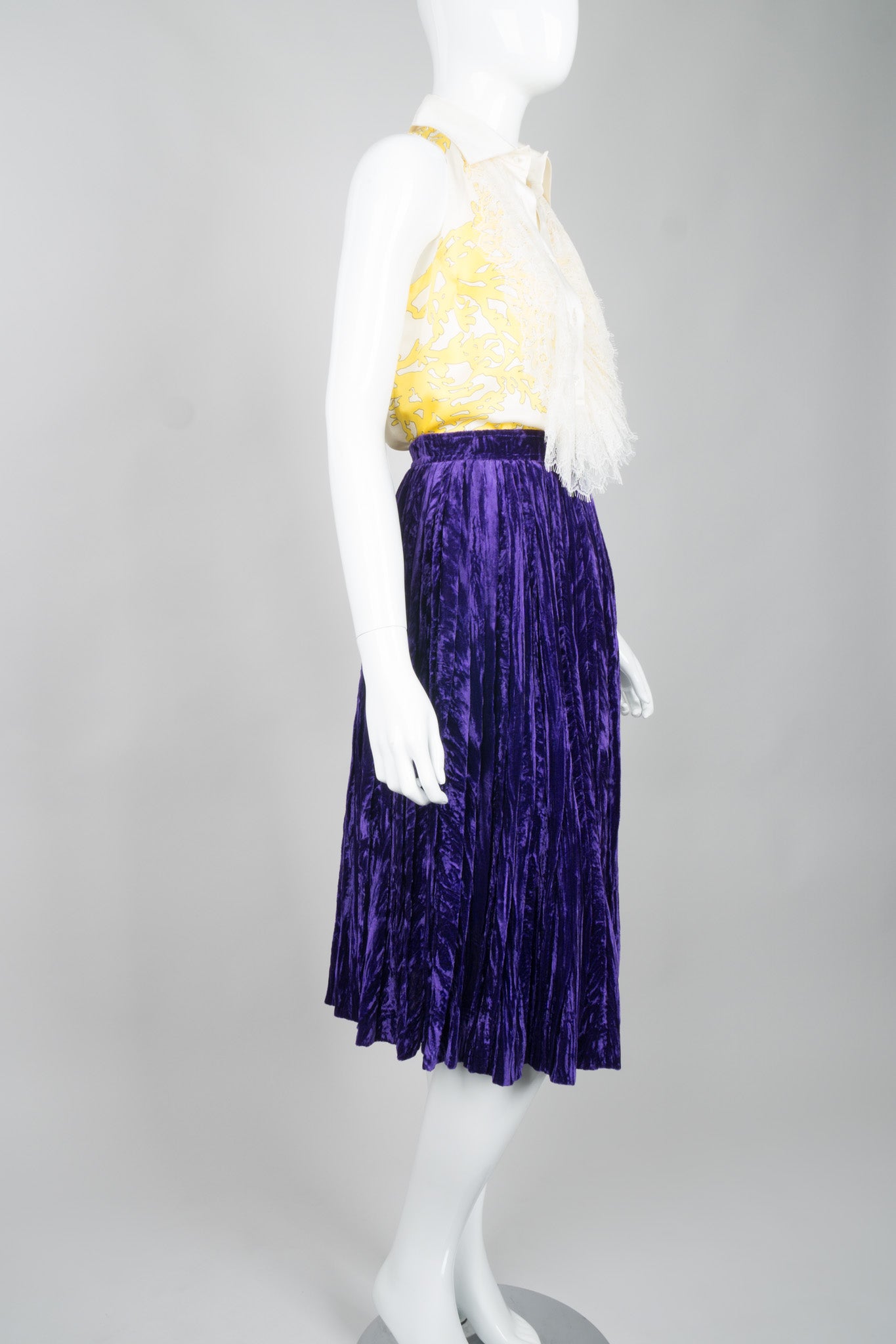 Yves Saint Laurent Rive Gauche Ultra Violet Crushed Velvet Skirt