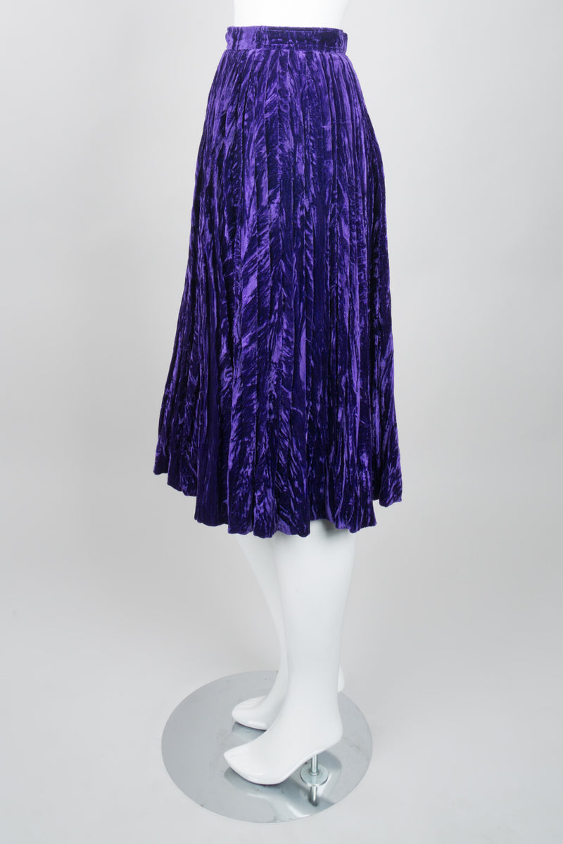 Yves Saint Laurent Rive Gauche Ultra Violet Crushed Velvet Skirt