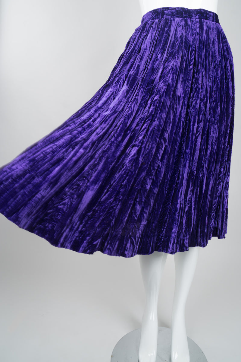 Yves Saint Laurent Rive Gauche Ultra Violet Crushed Velvet Skirt