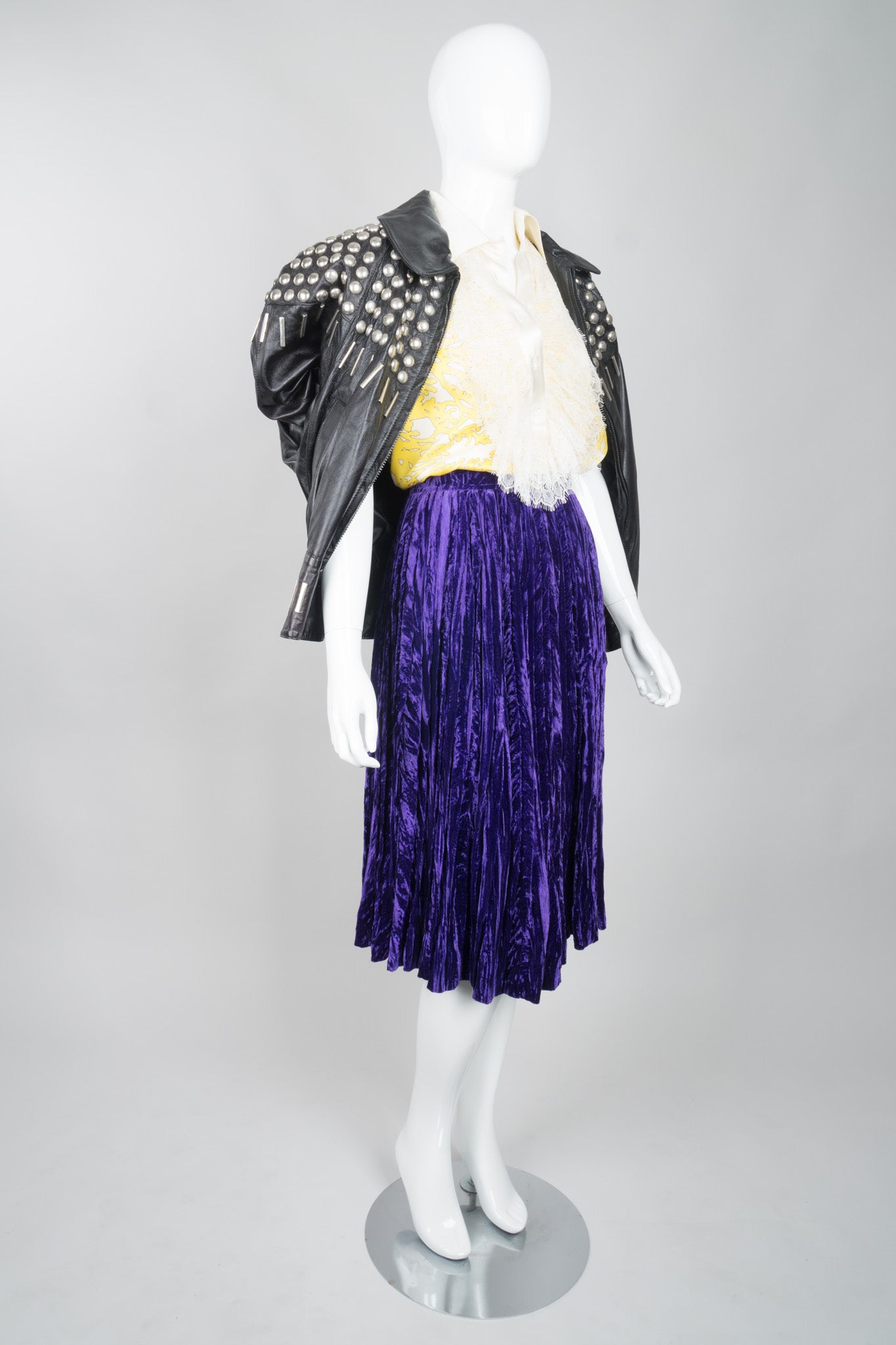 Yves Saint Laurent Rive Gauche Ultra Violet Crushed Velvet Skirt