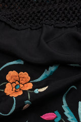 Vintage Embroidered Floral Piano Shawl