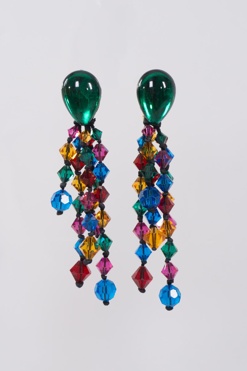 Rainbow Crystal Waterfall Drop Earrings