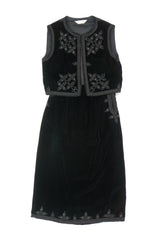 Oscar de la Renta Vintage Embellished Velvet Vest & Skirt Set