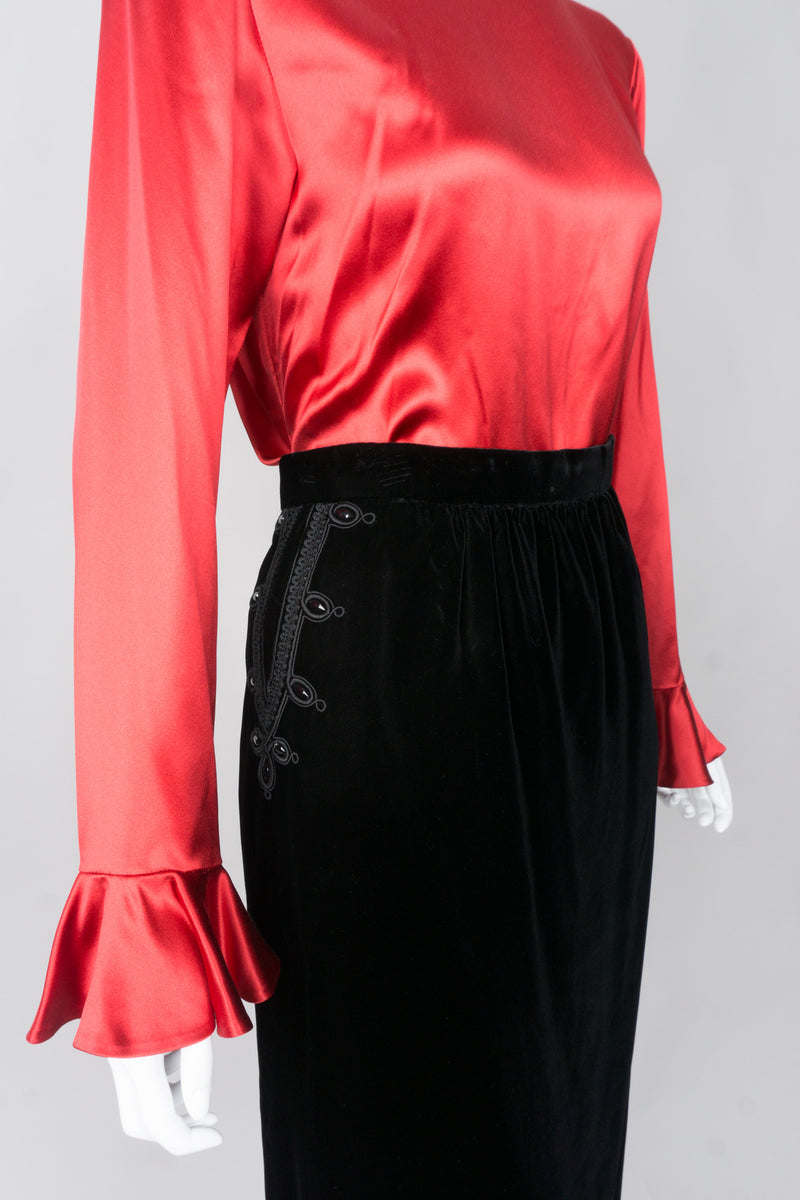 Oscar de la Renta Vintage Embellished Velvet Vest & Skirt Set