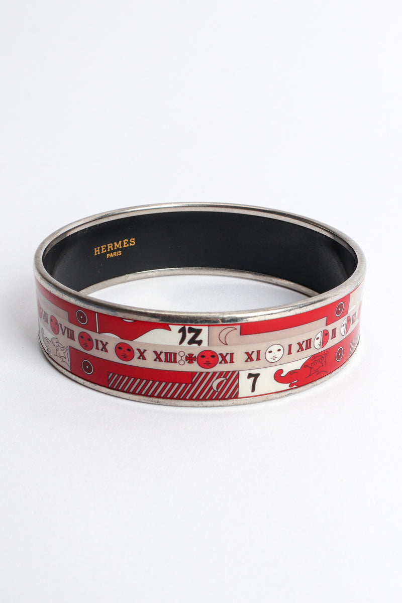 Vintage Hermés Moon Phase Numerals Wide Enamel Bracelet front @ Recess LA