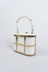 Ethel Gold Metal Cage Vintage Leather Box Bag