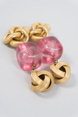 Pink Ice Metal Knot Energon Cube Clip Earrings