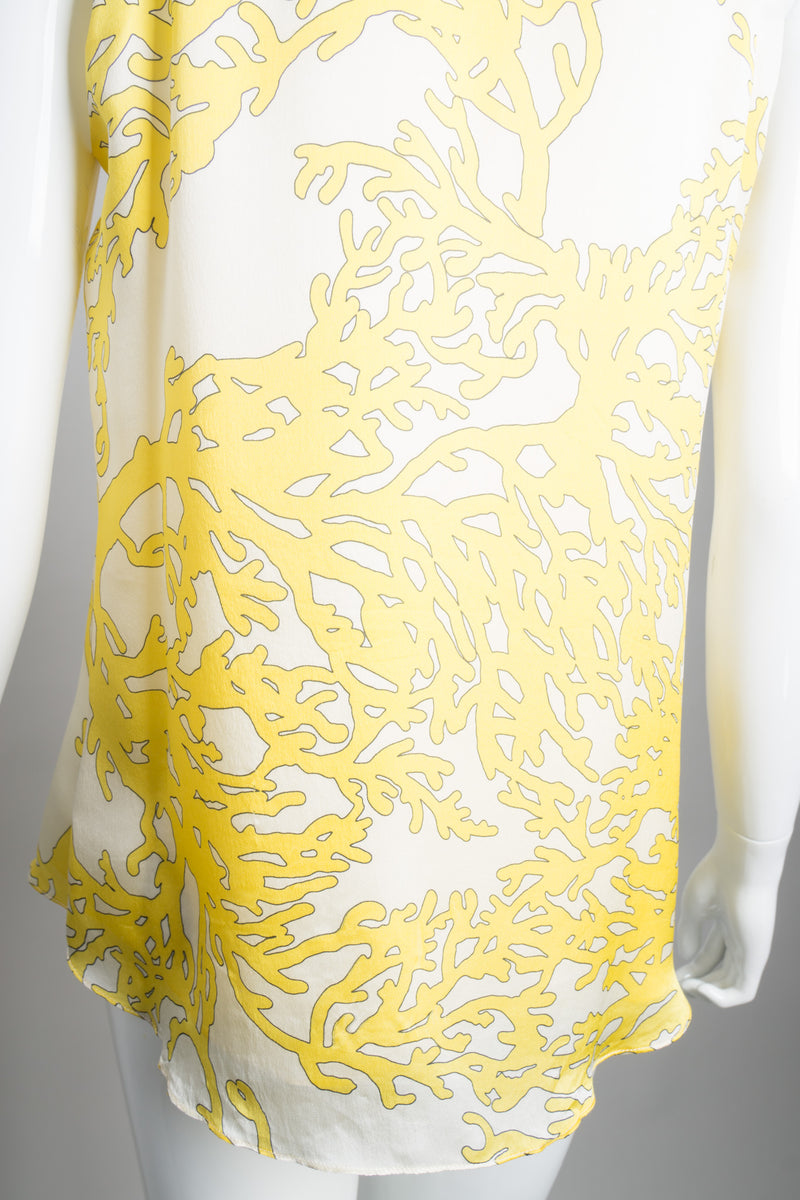 Bill Blass Sunshine Coral Print Lace Front Sleeveless Blouse