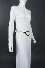 Tom Ford Gucci Rare Iconic Minimalist 1996 White Jersey Gown with Belt