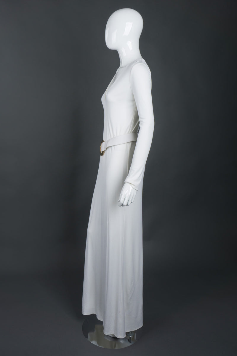 Tom Ford Gucci Rare Iconic Minimalist 1996 White Jersey Gown with Belt