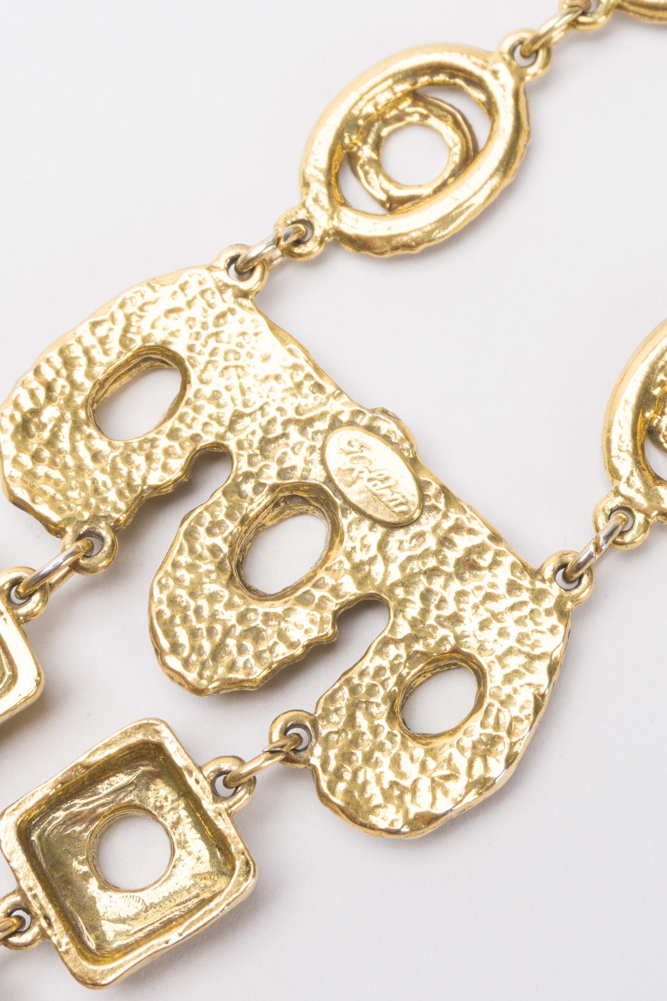 Goldette Hammered Eyelet Pendant Plate Necklace