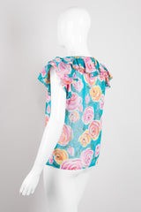 Miss O by Oscar de la Renta Tropical Rose Voile Ruffle Top