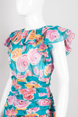 Miss O by Oscar de la Renta Tropical Rose Voile Ruffle Top