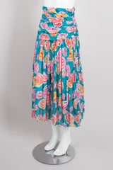 Miss O Oscar de la Renta Cotton Batiste Sheer Gathered Tropical Rose Skirt