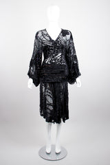 Kioko Goth Sequined Sheer Silk Velvet Burnout Dress