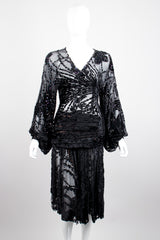 Kioko Goth Sequined Sheer Silk Velvet Burnout Dress