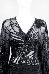 Kioko Goth Sequined Sheer Silk Velvet Burnout Dress