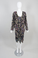 Lillie Rubin Vintage Beaded Leaf Open Jacket