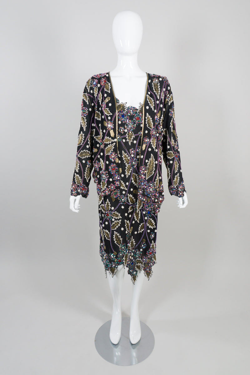 Lillie Rubin Vintage Beaded Leaf Open Jacket