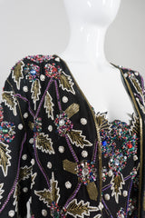 Lillie Rubin Vintage Beaded Leaf Open Jacket