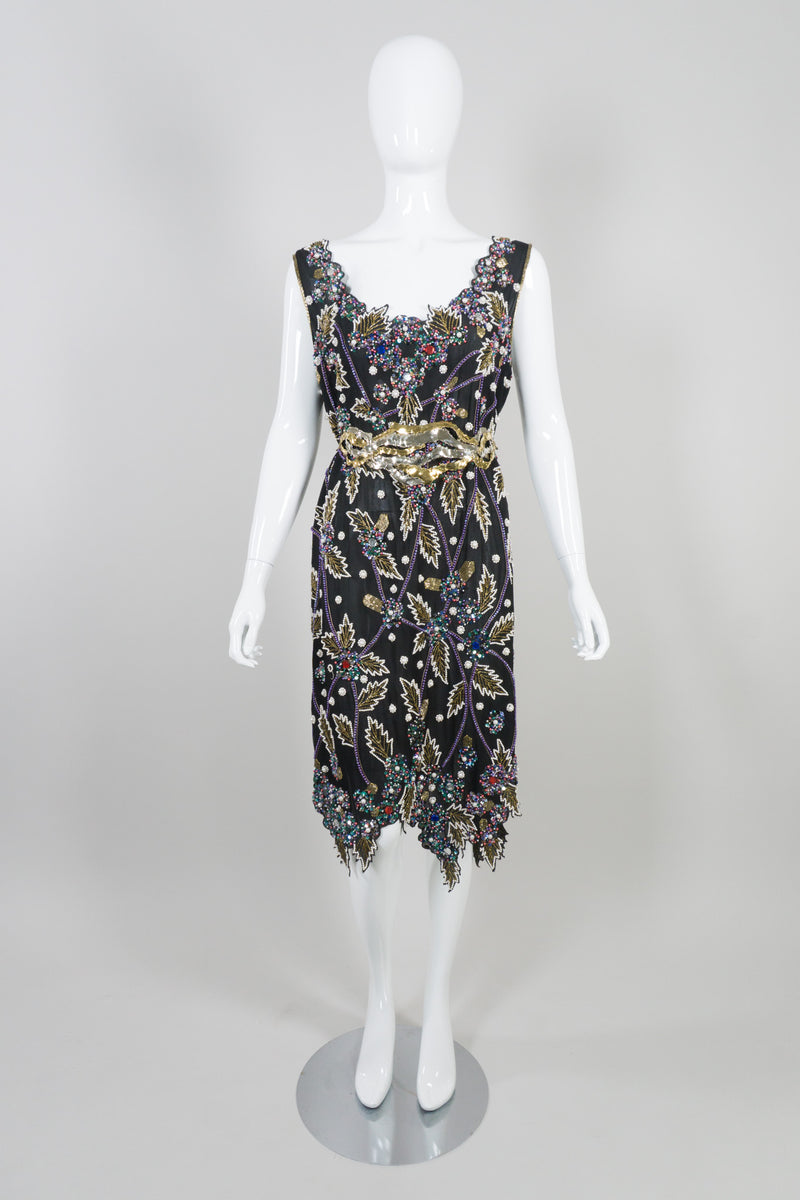 Liilie Rubin Vintage Beaded Leaf Sheath Dress