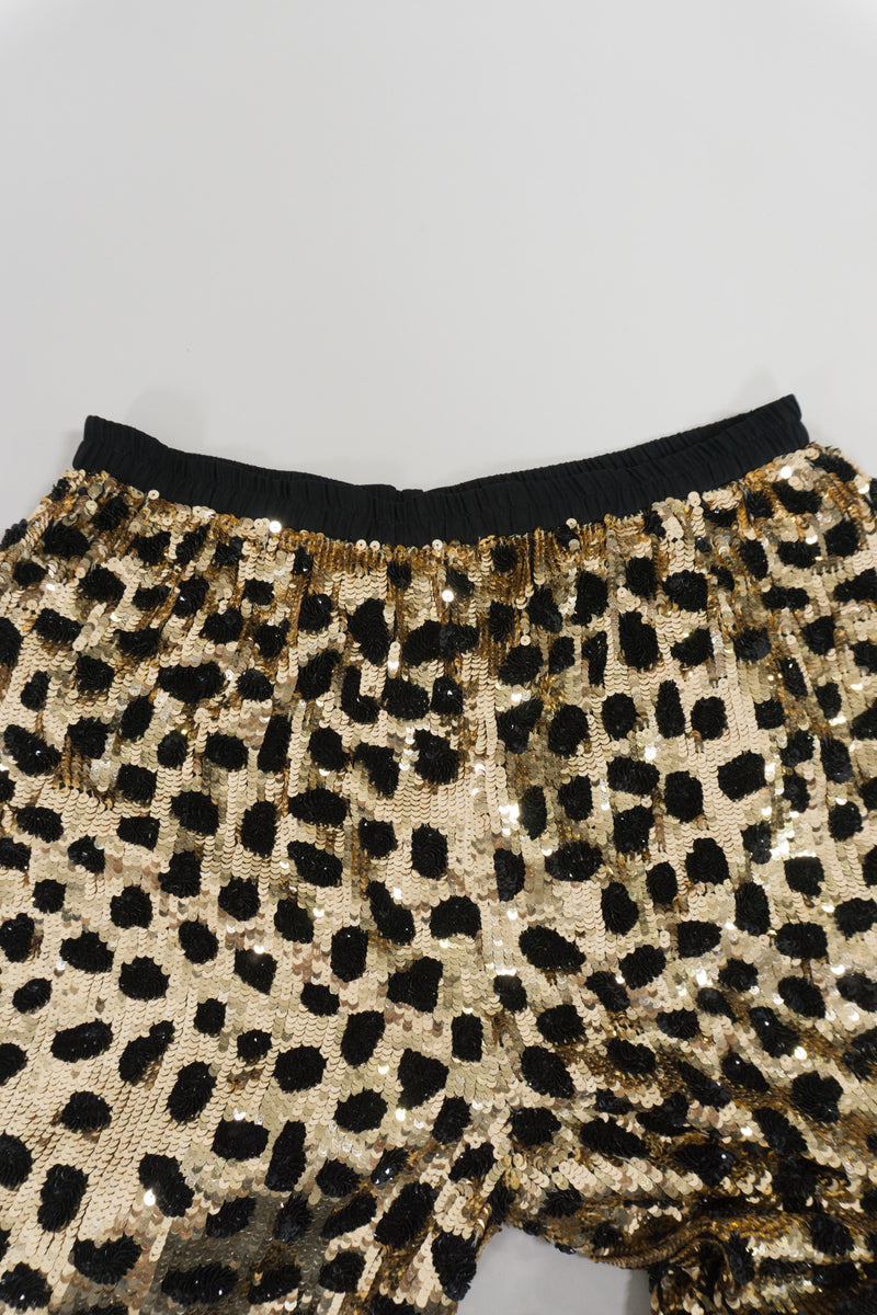 Cassandra Stone Vintage Gold Leopard Animal Sequin Jogger Pant