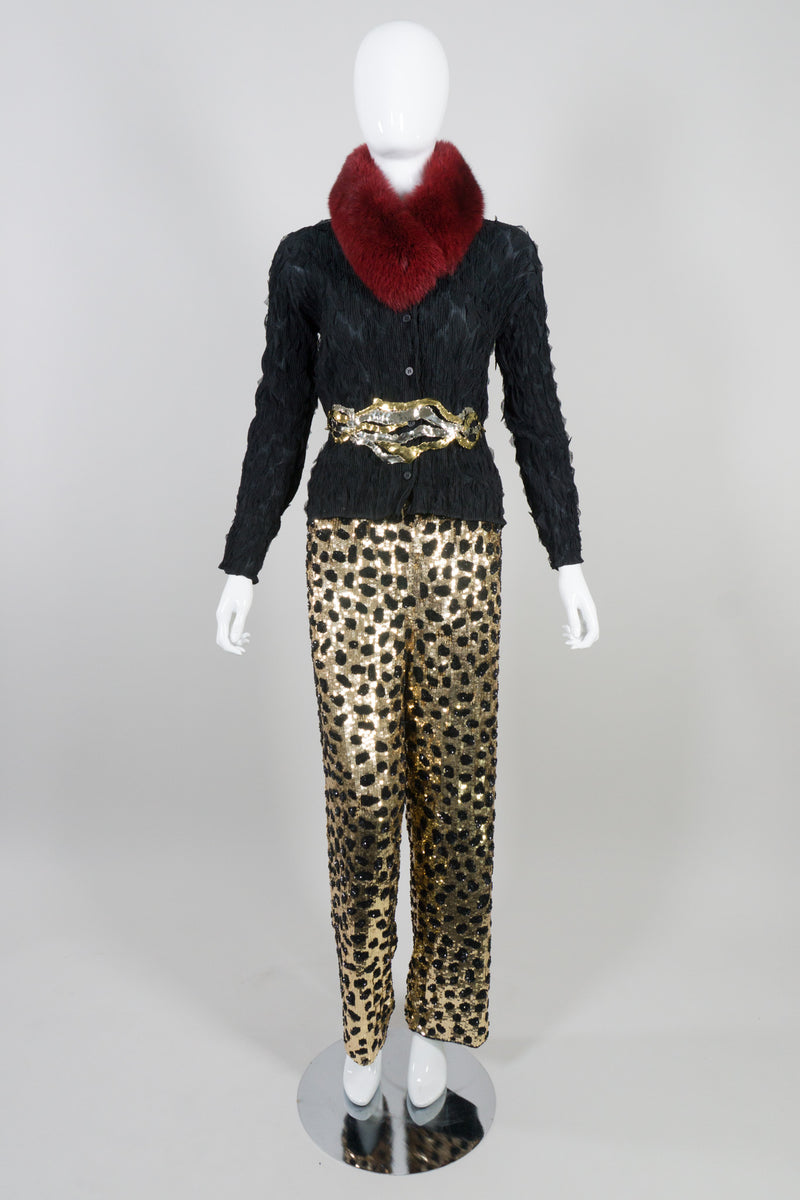 Cassandra Stone Vintage Gold Leopard Animal Sequin Jogger Pant