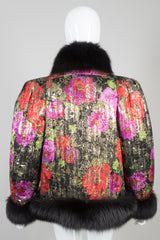 Rety Vintage Quilted Floral Lamé Fur Trim Jacket