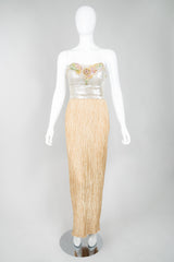 Mary McFadden Strapless Sequin Bustier Wedding Gown