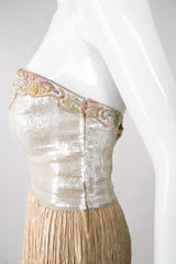 Mary McFadden Strapless Sequin Bustier Wedding Gown