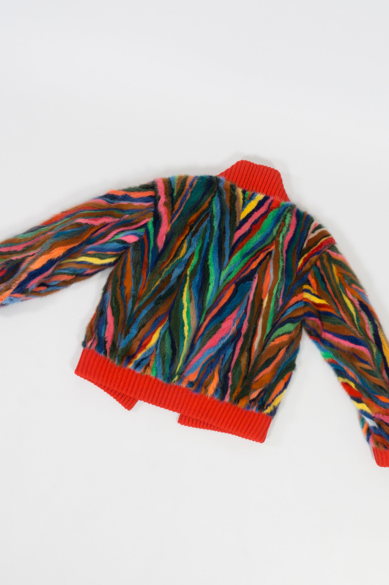 Vintage Revillon Rainbow Fur Bomber Varsity Jacket